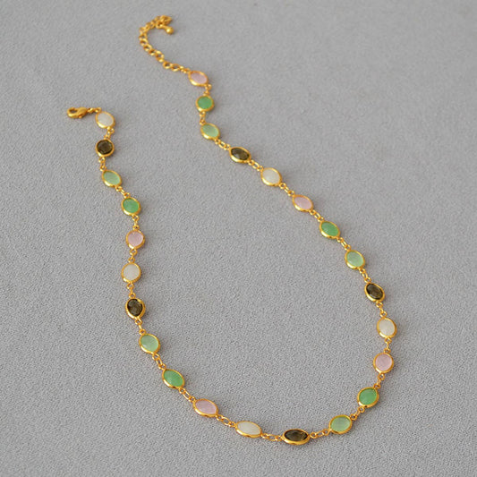 COLORED FACETED CRYSTAL GLASS NECKLACE