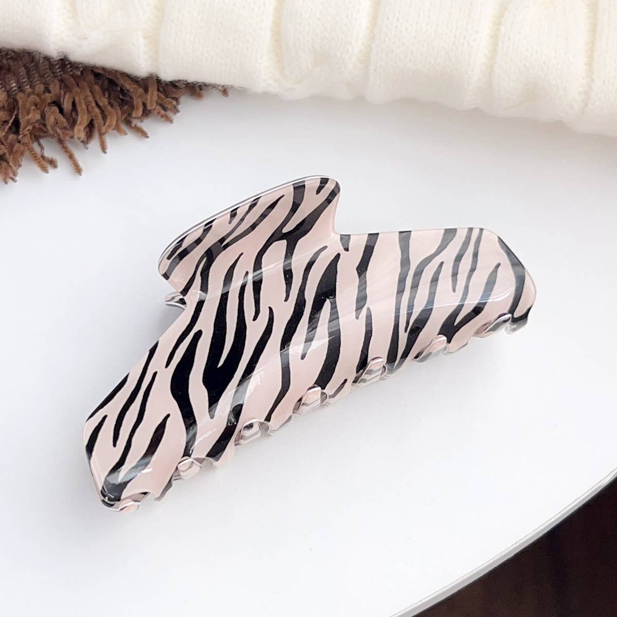 Colorful zebra print gripper French shark clip