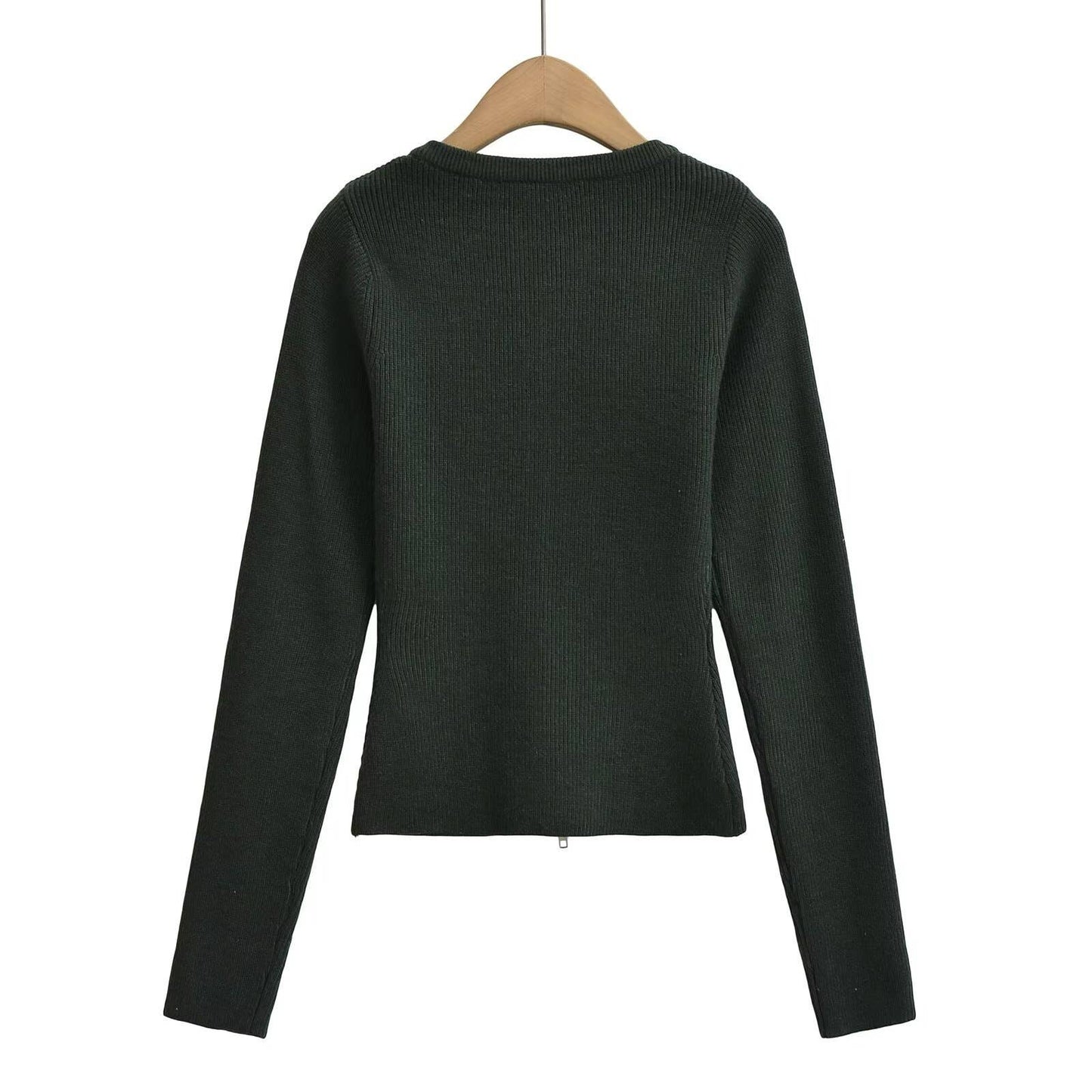 SLIM-FIT DOUBLE-HEAD ZIP-UP CREW-NECK SWEATER