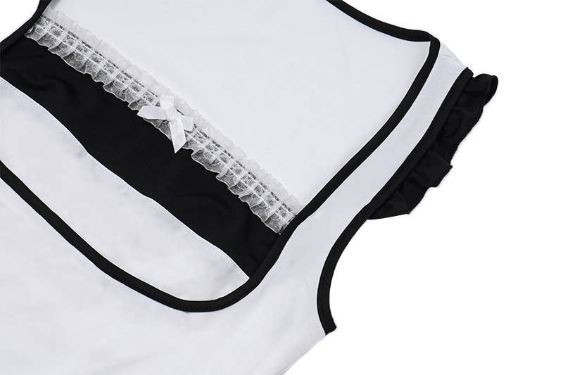 Lace-trimmed, contrasting color, slim short vest