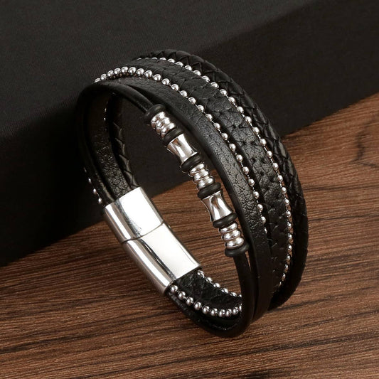 MULTI-LAYERED HANDWOVEN MAGNET CLASP BRACELET