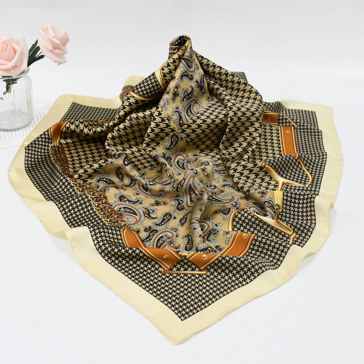 Paisley Print Satin Scarf - Versatile Neck Wrap_CWASC1171