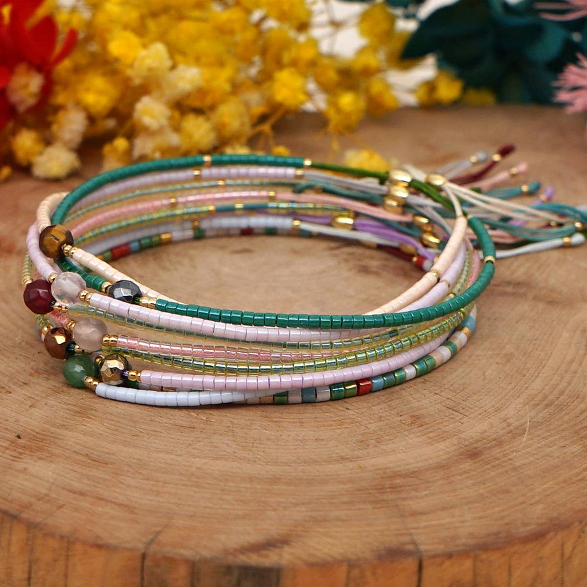 BOHEMIAN SEMI-PRECIOUS STONE BEADED BRACELET_CWAB4623