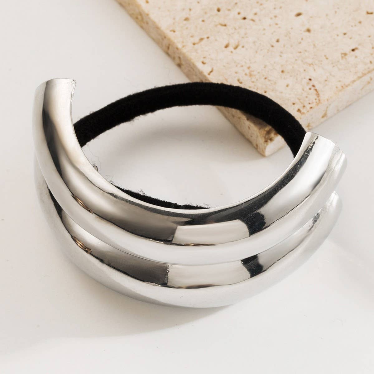 Geometric Metal Twist Elastic Hair Tie Band