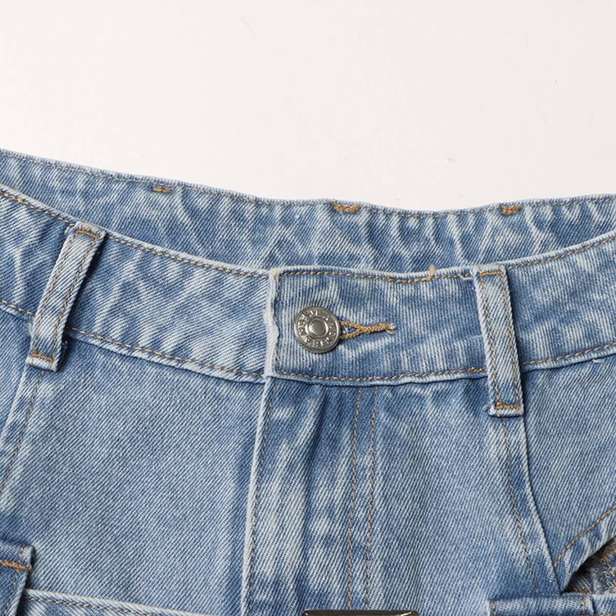 HIGH WAISTED HOLLOW EXPOSED WAIST SOLID COLOR JEANS