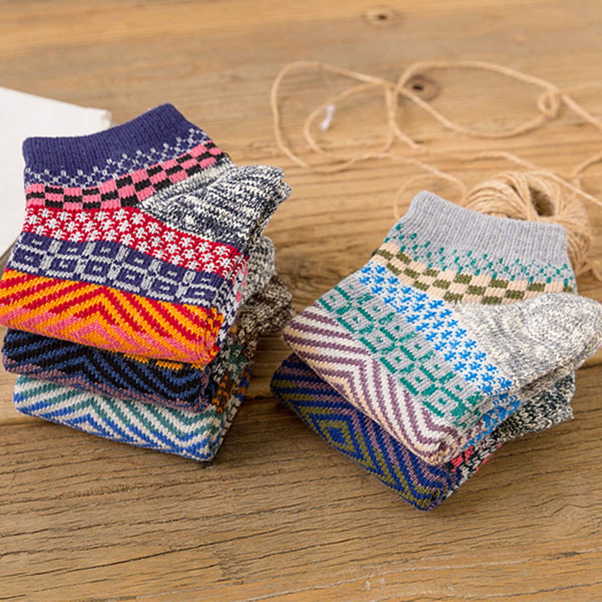 5PCS/SET ALPACA VINTAGE FLORAL PATTERN SOCKS_CWMS0207