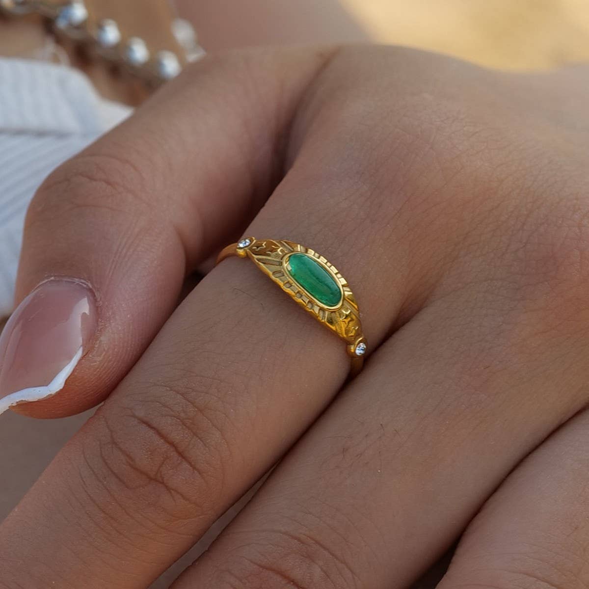 INLAID NATURAL STONE RINGS