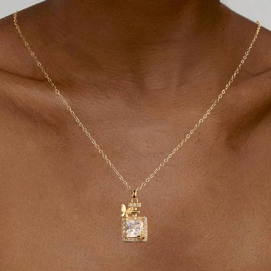 Copper-plated perfume bottle butterfly necklace