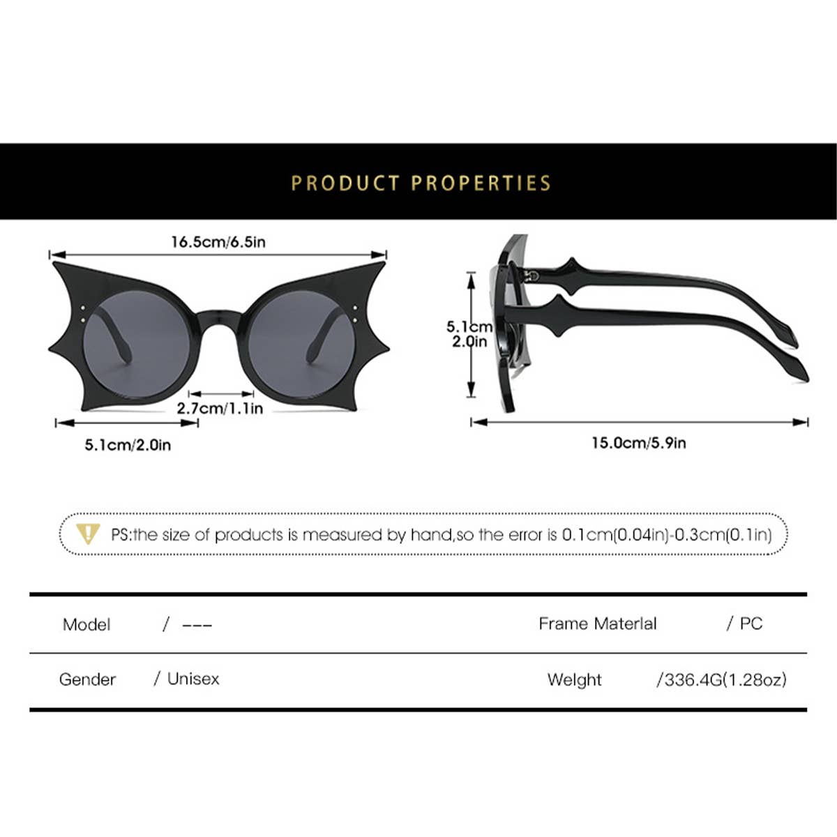 HIP HOP FUNNY BAT FASHION SUNGLASSES FOR WOMEN