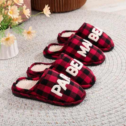Plaid Christmas Cotton Slippers Winter Warm_CWSHF00226