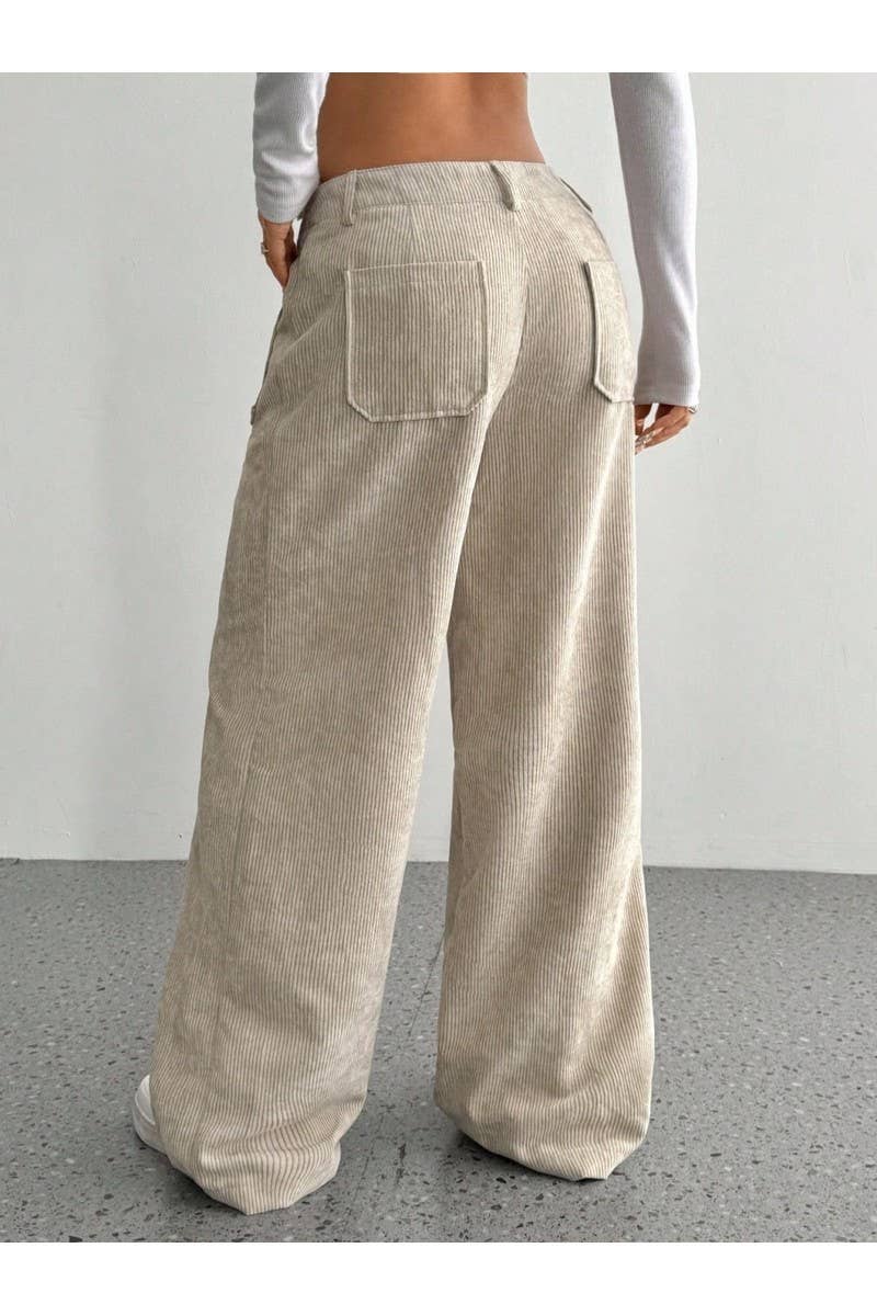 CWBLP01067_2025 FALL WOMEN CORDUROY LOOSE FIT CASUAL PANTS