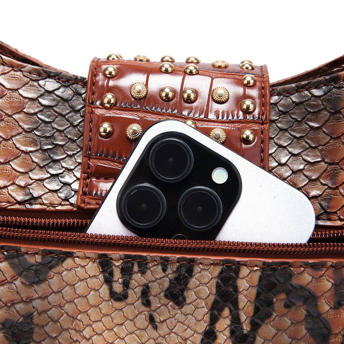 VINTAGE NEW TOTE SNAKE PRINT SHOULDER HANDBAG_CWAB2581