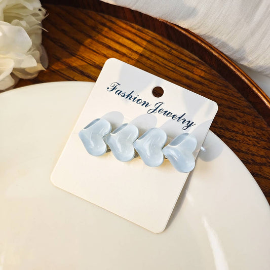 Colorful ice glitter pink heart-shaped hair clip