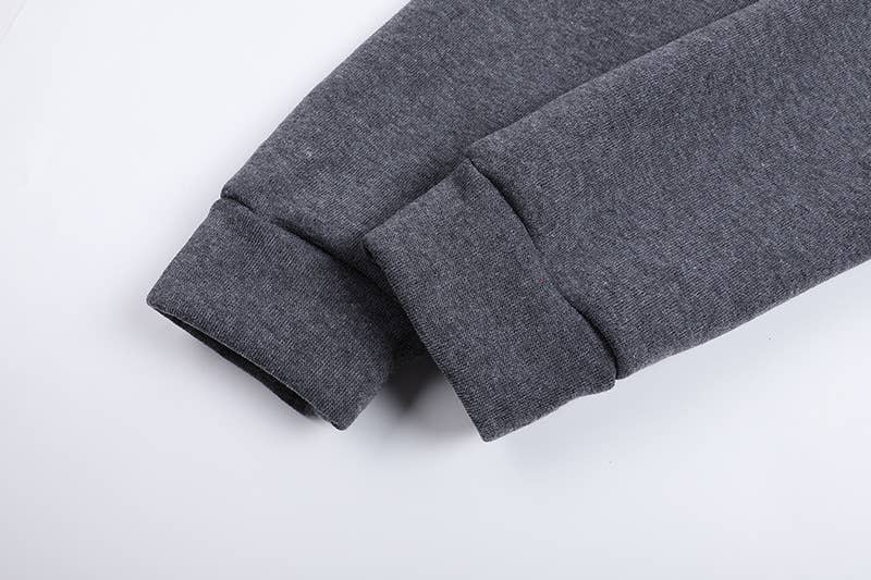 CWOHOL0284_ZipUp Open Front Hoodie In Fleece Long Sleeve Top