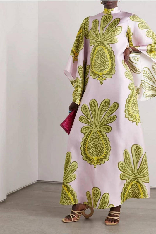 CWDMD5473_SUMMER THREE-QUARTER SLEEVE STAND COLLAR DRESS