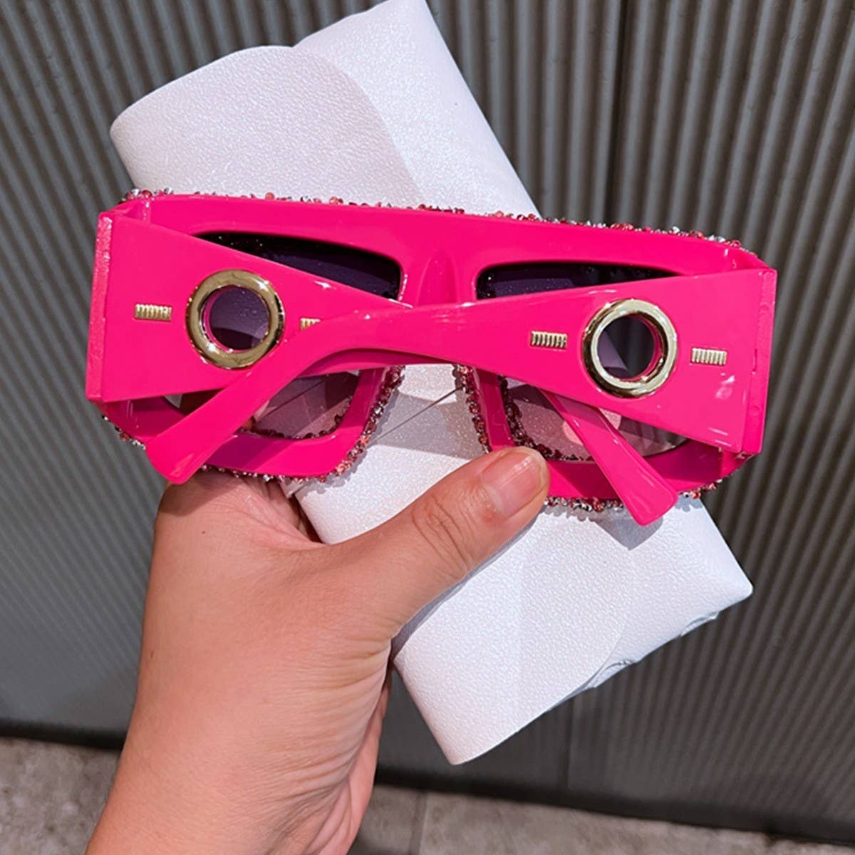 LUXURY RHINESTONE TRENDY LARGE FRAME SUNGLASSES