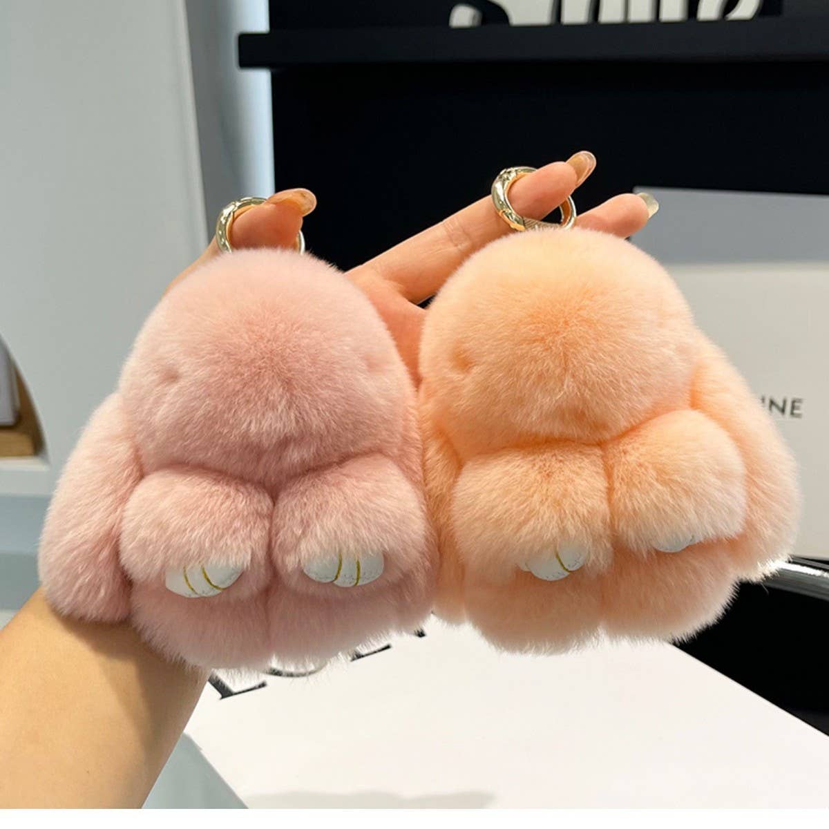 NEW MINI CUTE PLUSH BUNNY CAR KEYCHAIN PENDANT