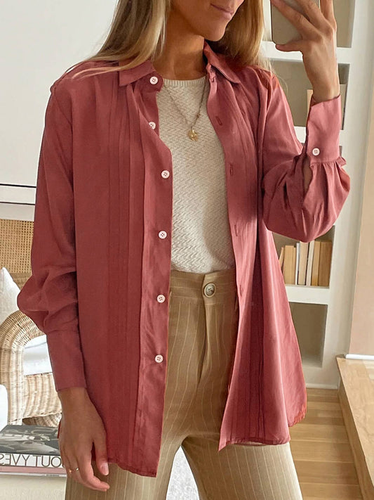 SOLID COLOR BASIC FASHION BUTTON-DOWN SHIRT