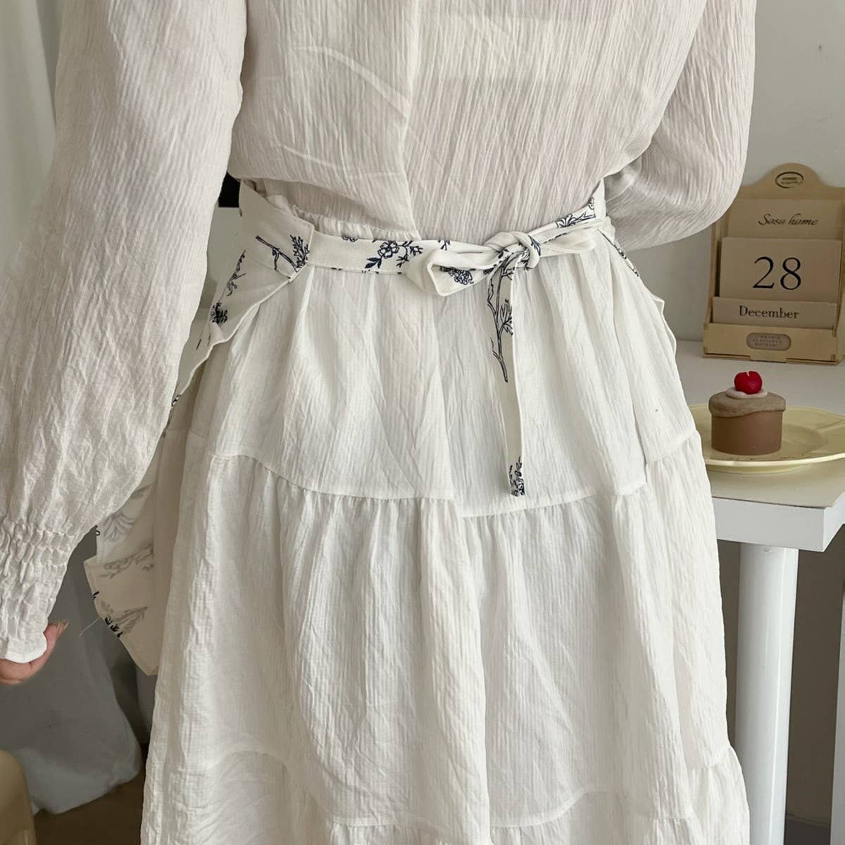 HALF-BODY FALLEN LEAVES PLAID APRON