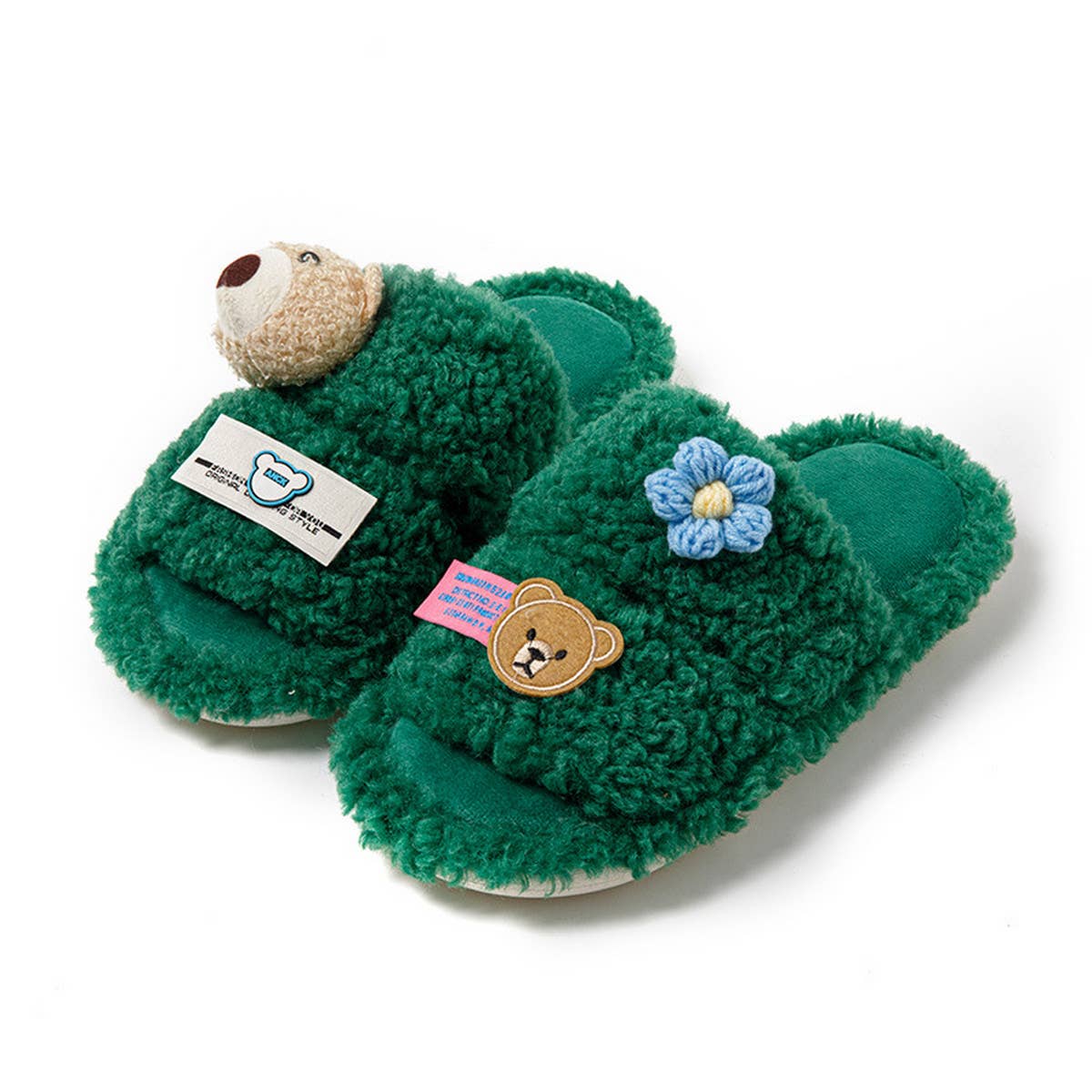 HOME DOUBLE BAR CARTOON OPEN COTTON SLIPPERS