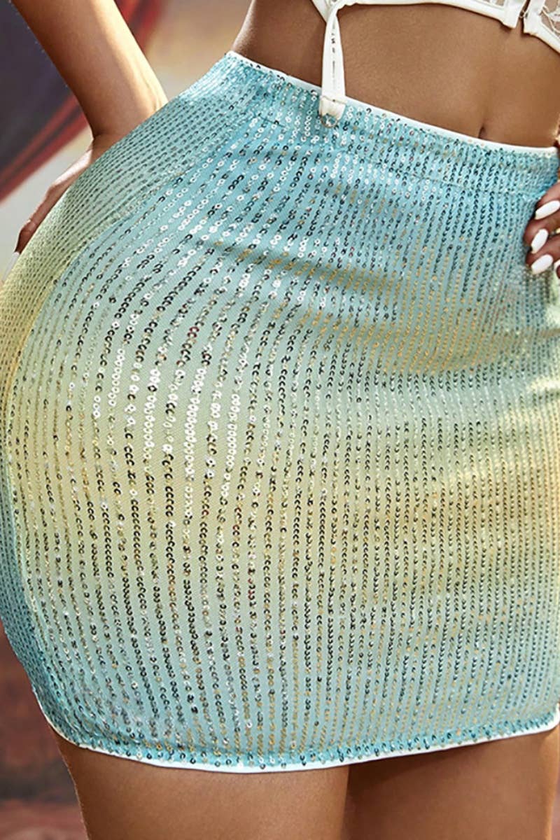 CWBSS0216_SEXY GRADIENT SHORT SKIRT WITH HIP WRAP