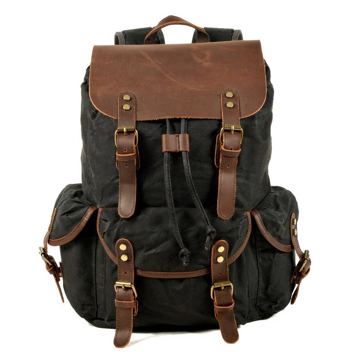 Vintage Waxed Canvas Drawstring Backpack_CWAB5519