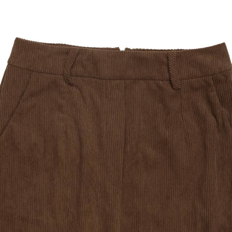 High-waisted straight-leg corduroy slit skirt