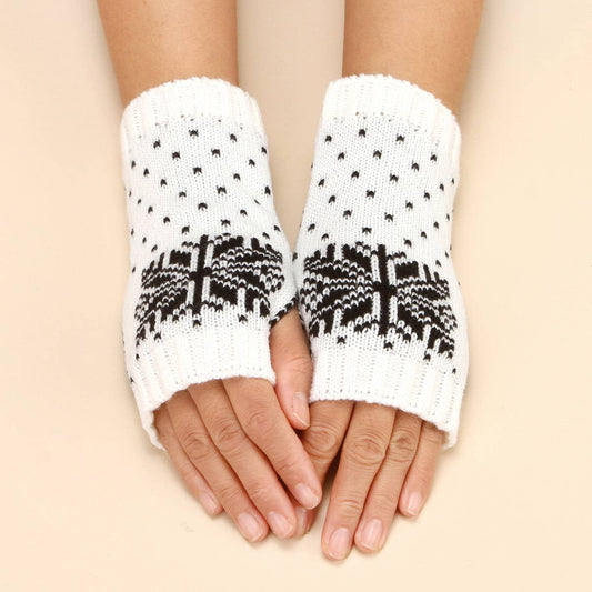 CHRISTMAS SNOWFLAKE HALF FINGER WARM GLOVES_CWAG0089