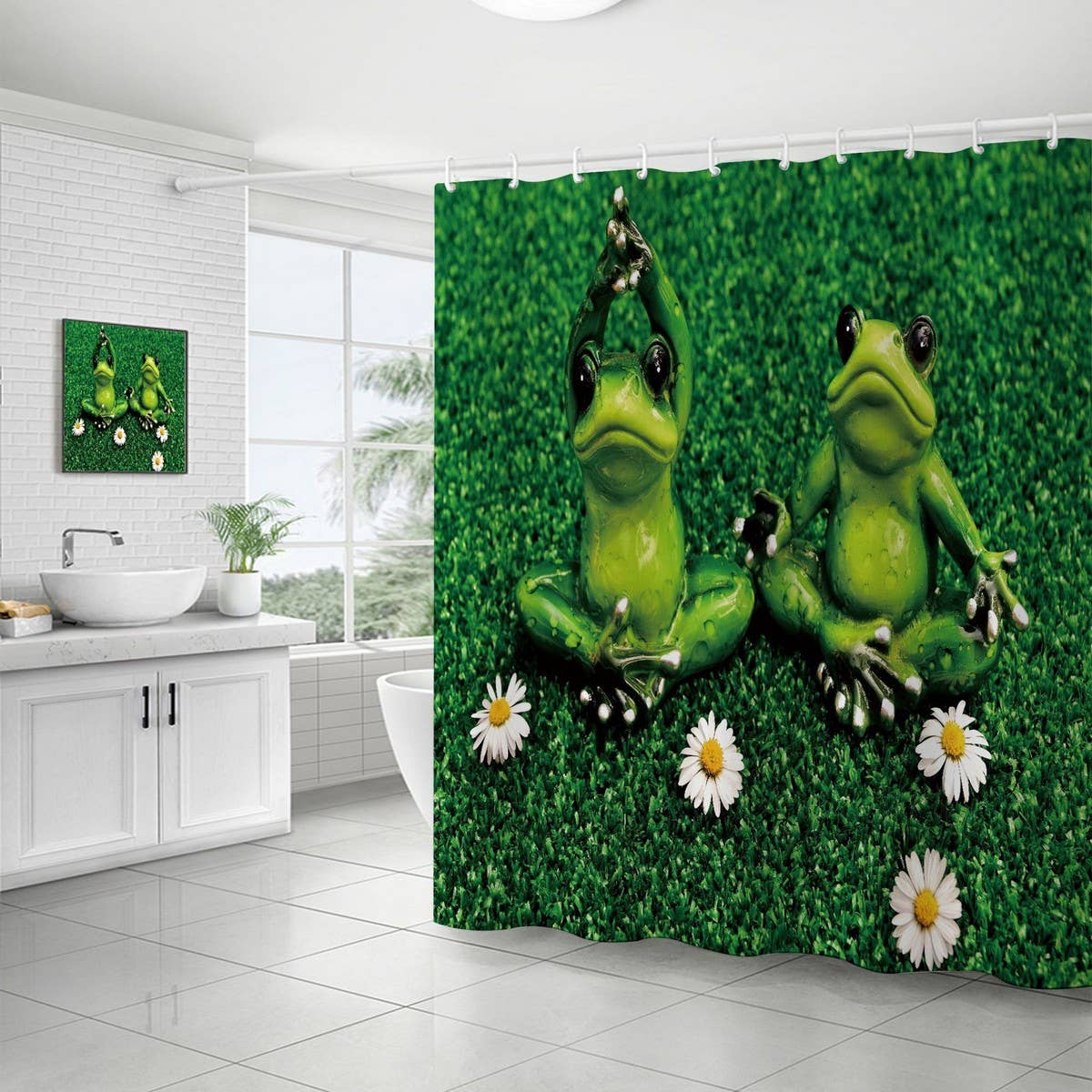 HOT SALE DIGITAL PRINTED FROG SHOWER CURTAIN