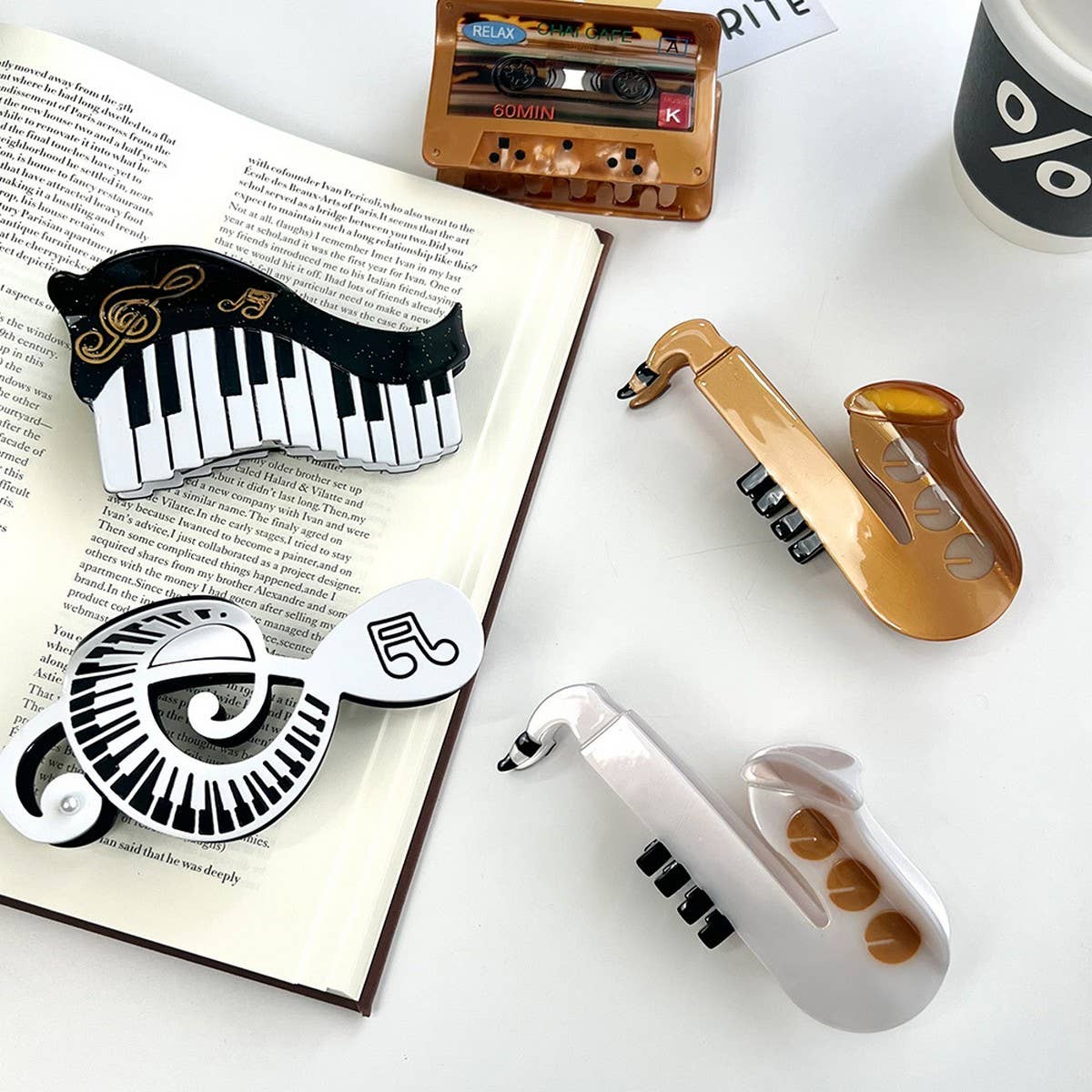 Music Note Hair Claw ? Acetate Piano & Sax Design