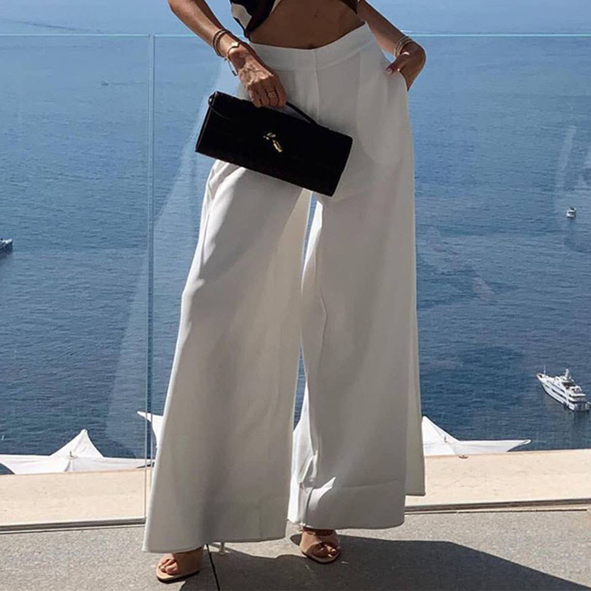 Straight-leg vacation style wide-leg pants