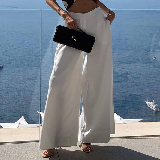 Straight-leg vacation style wide-leg pants