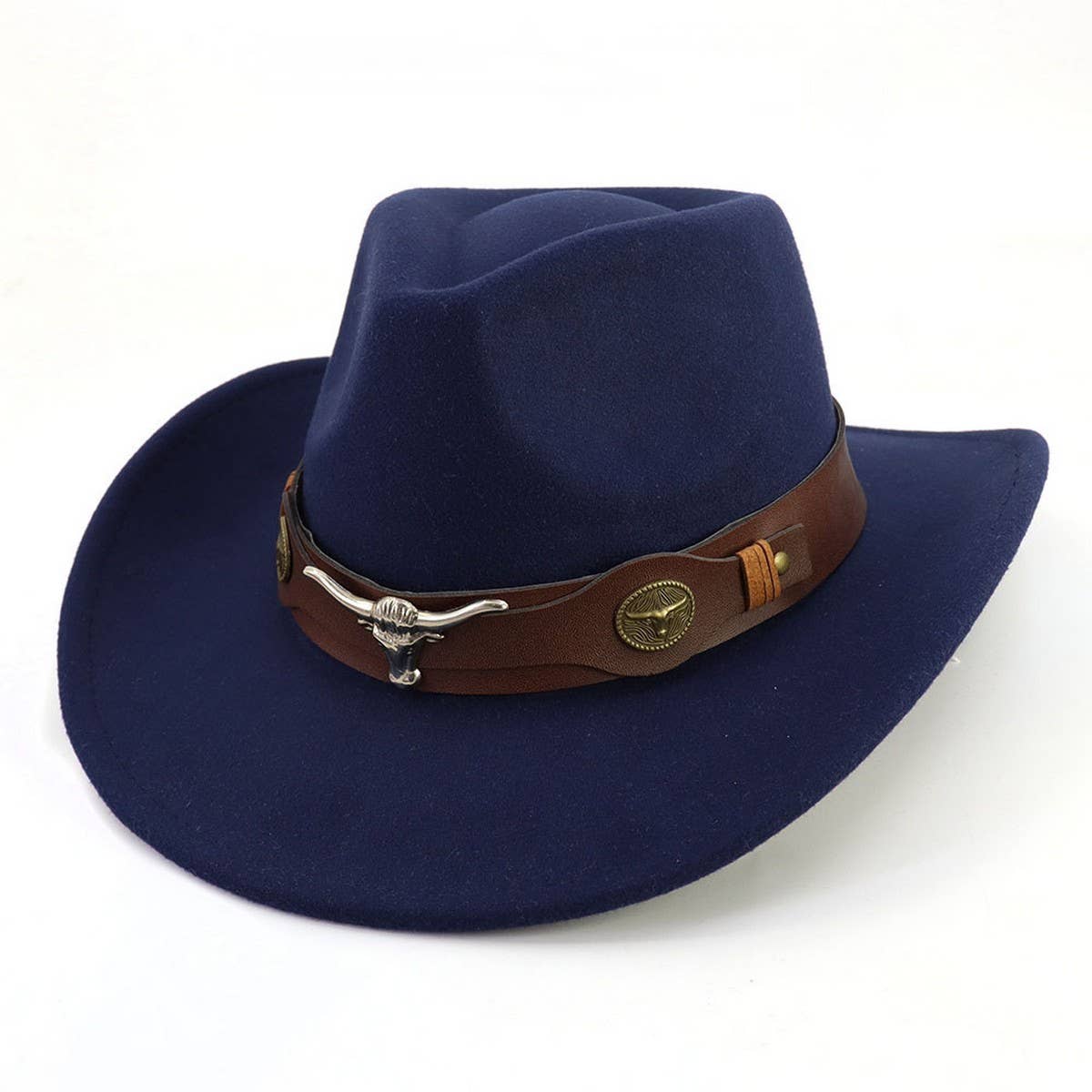 Bull Head Belt Western Cowboy Hat Felt_CWAH1782