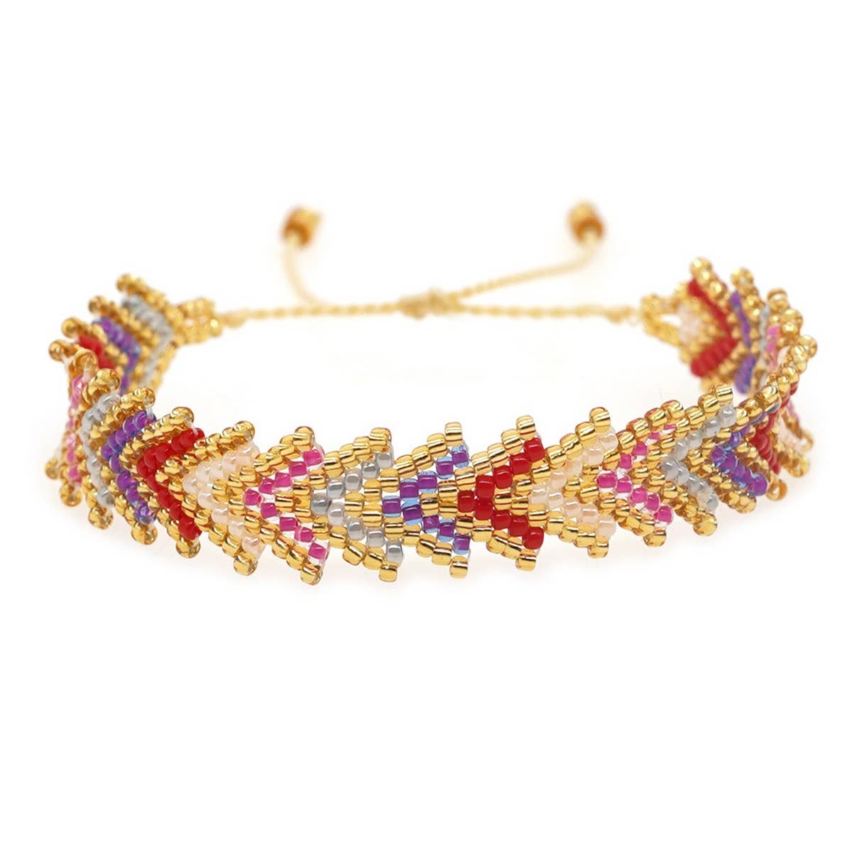 RICE BEAD HAND-WOVEN RAINBOW FLOWER BRACELET