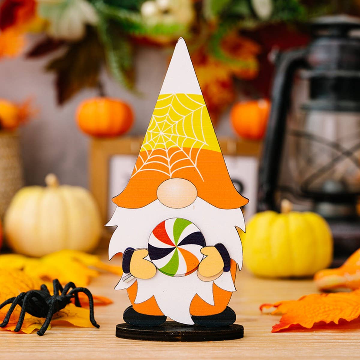 CWMM10256_HALLOWEEN WOODEN GNOME GHOST MINI DECORATION