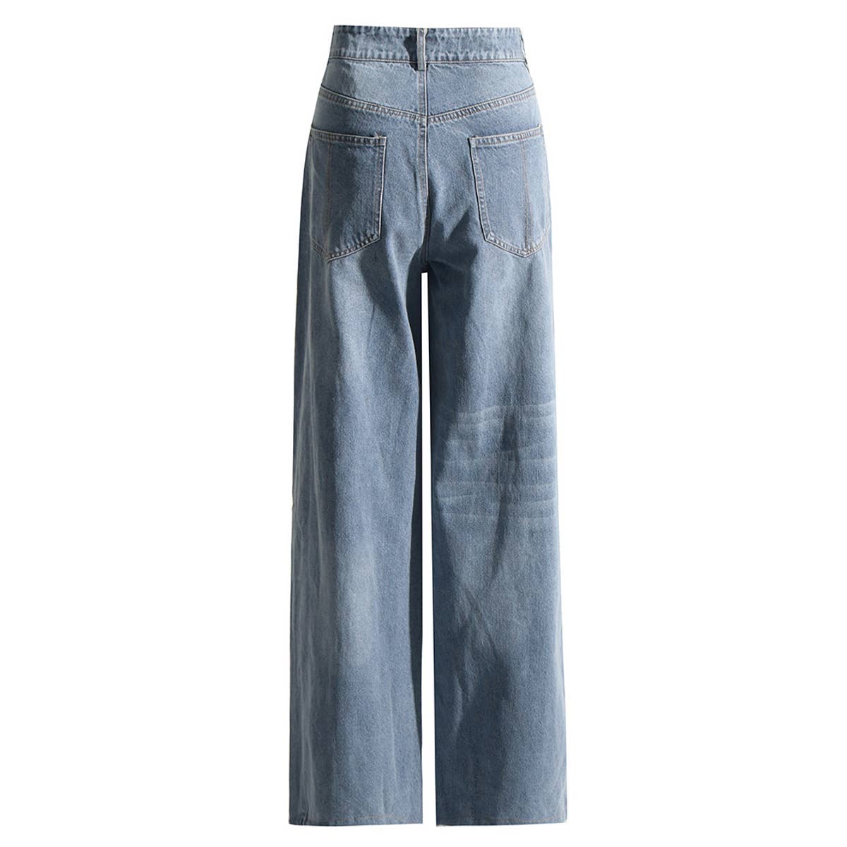 HIGH WAISTED COLOR BLOCKING STRAIGHT CASUAL JEANS_CWJP0200