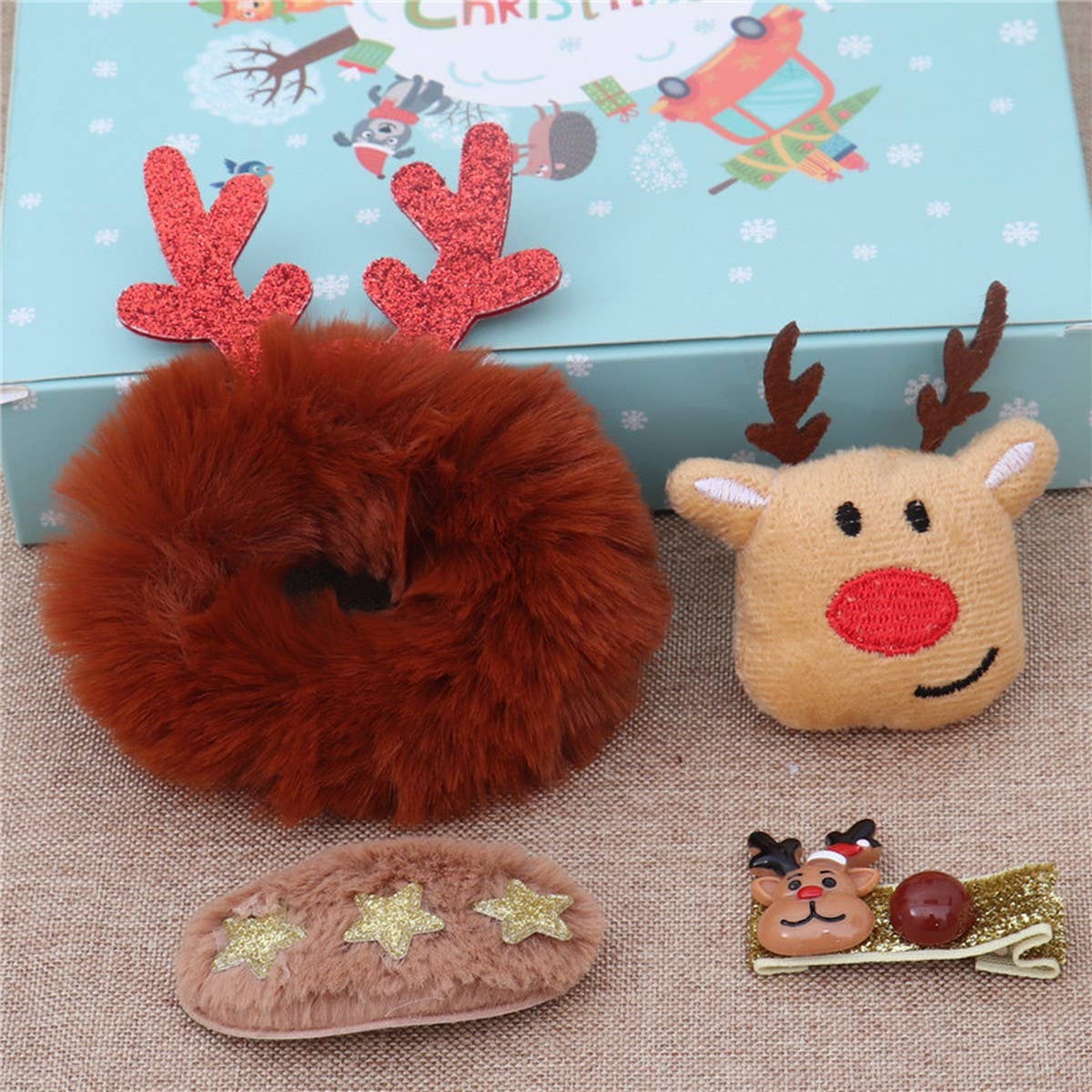 CREATIVE OLD MAN ELK CHRISTMAS TREE HAIR CLIP SET