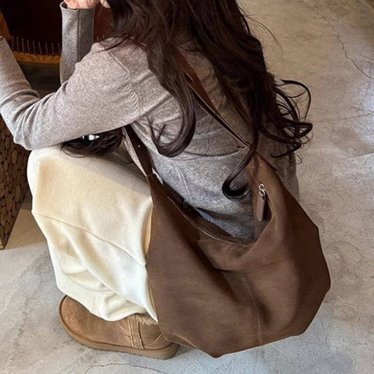 FROSTED SUEDE BAG VINTAGE SHOULDER MESSENGER BAG_CWAB4122