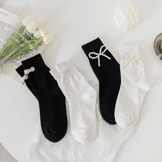 WOMEN NEW PEARL SOLID COLOR SOCKS