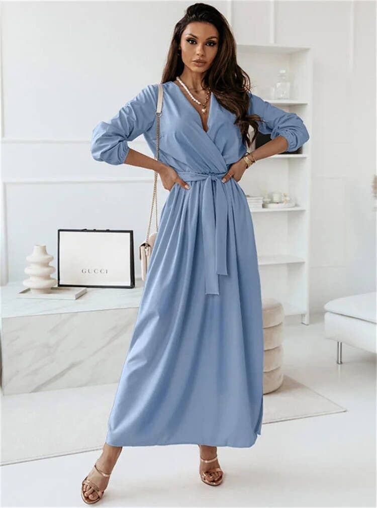 TEMPERAMENT WAIST SLIM SKIRT LONG SLEEVE DRESS