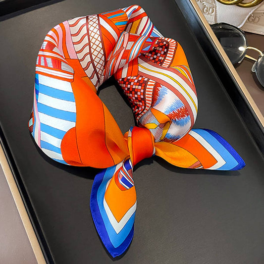 53cm Vintage Print Silk Blend Scarf for Women_CWASC0625