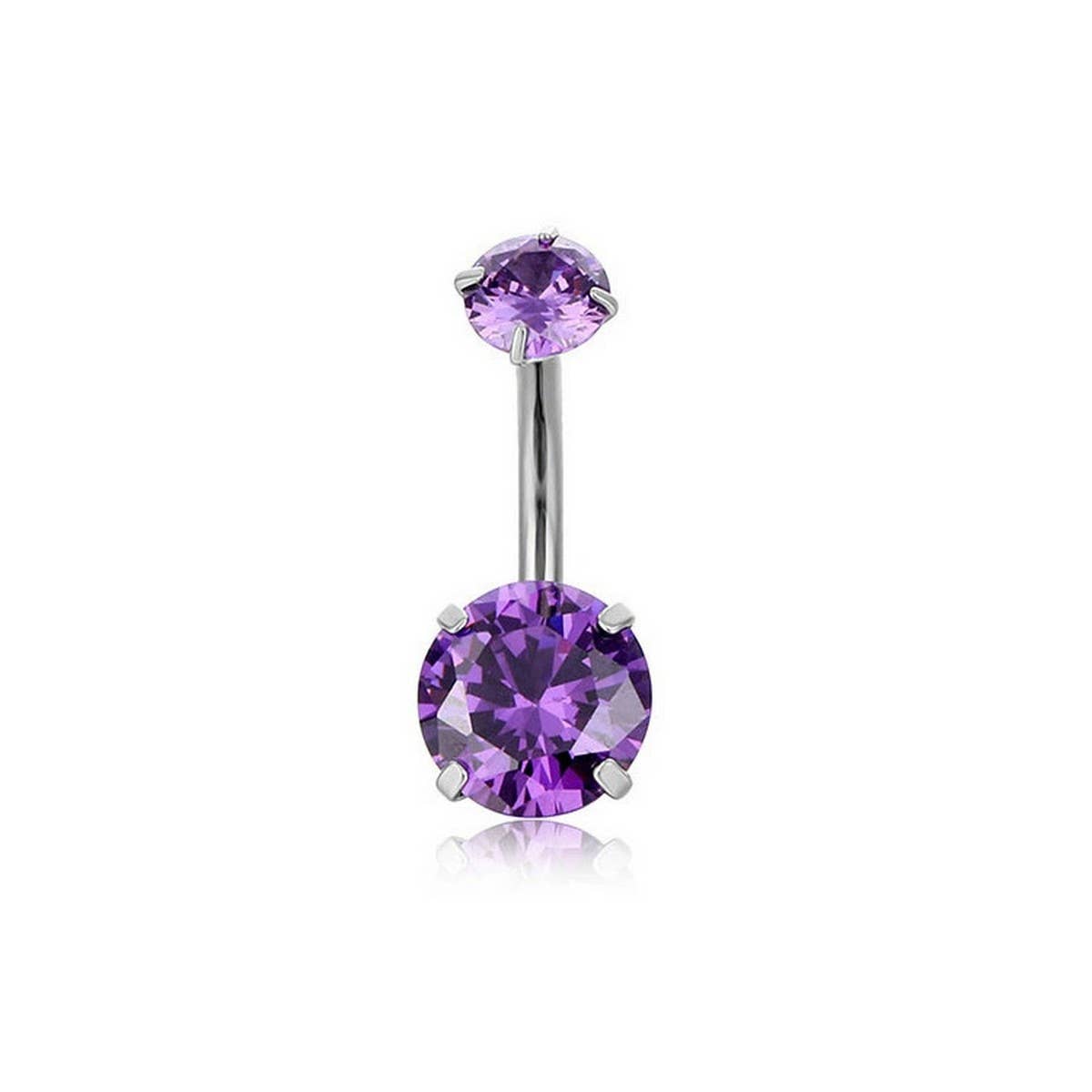 Double CZ Ball Belly Ring ? Prong Set Design