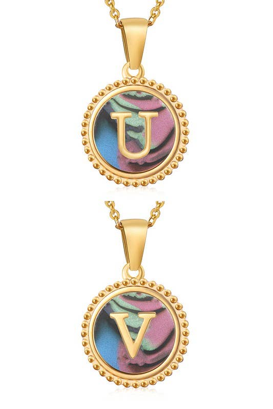 SIMPLE ROUND ALPHABET INITIALS PENDANT NECKLACE_CWAJE215