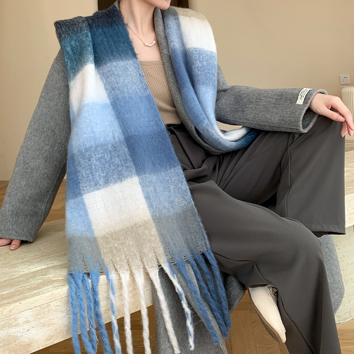Plush AC Scarf ??Thick Soft Winter Wrap_CWASC2701