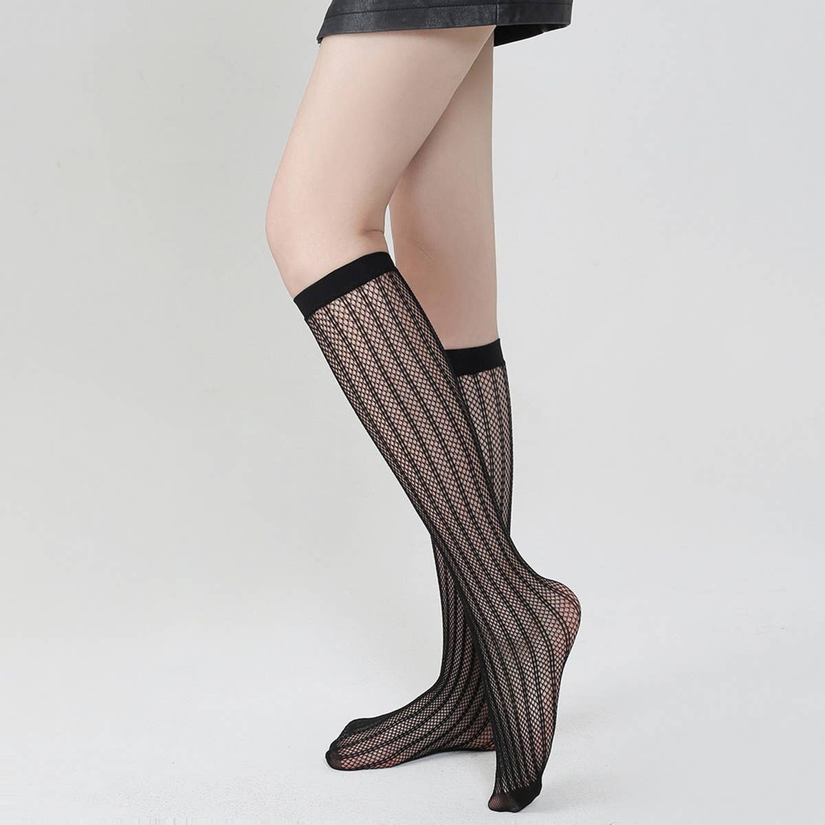 WOMEN FISHNET ULTRA THIN STAY UP KNEE HIGH SOCKS