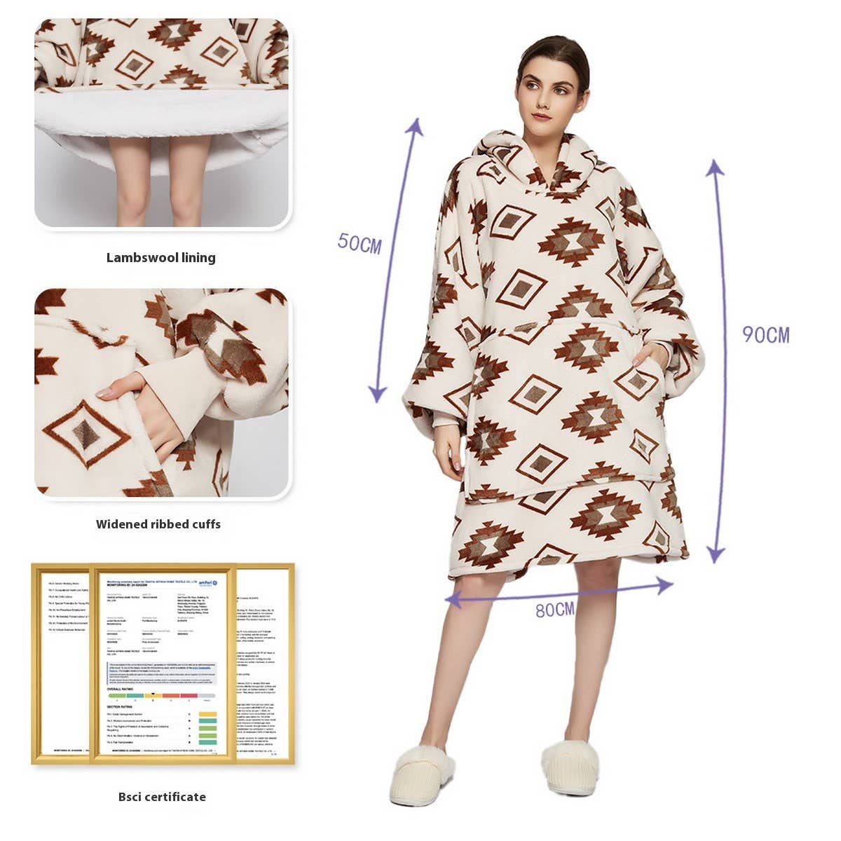 Thick Wearable Hoodie Blanket Pullover for Winter
