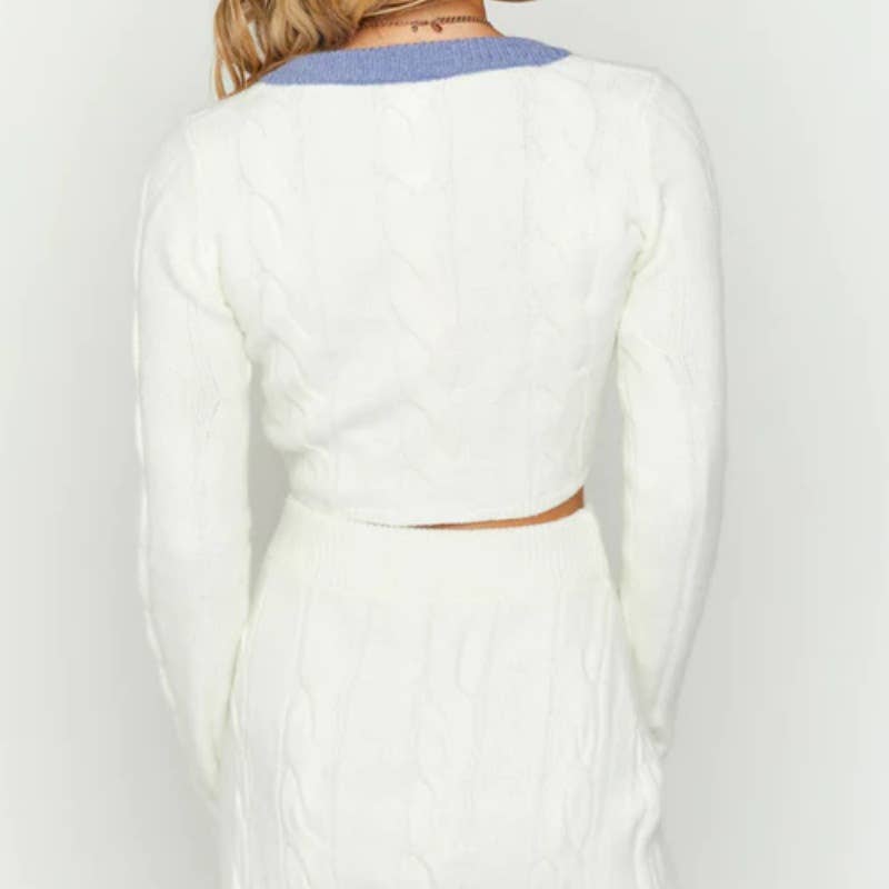 Knitted crop top sweater high waist skirt set