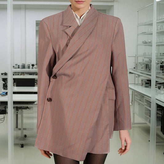 Asymmetric Buttoned Loose Blazer for Women_CWOCO1244