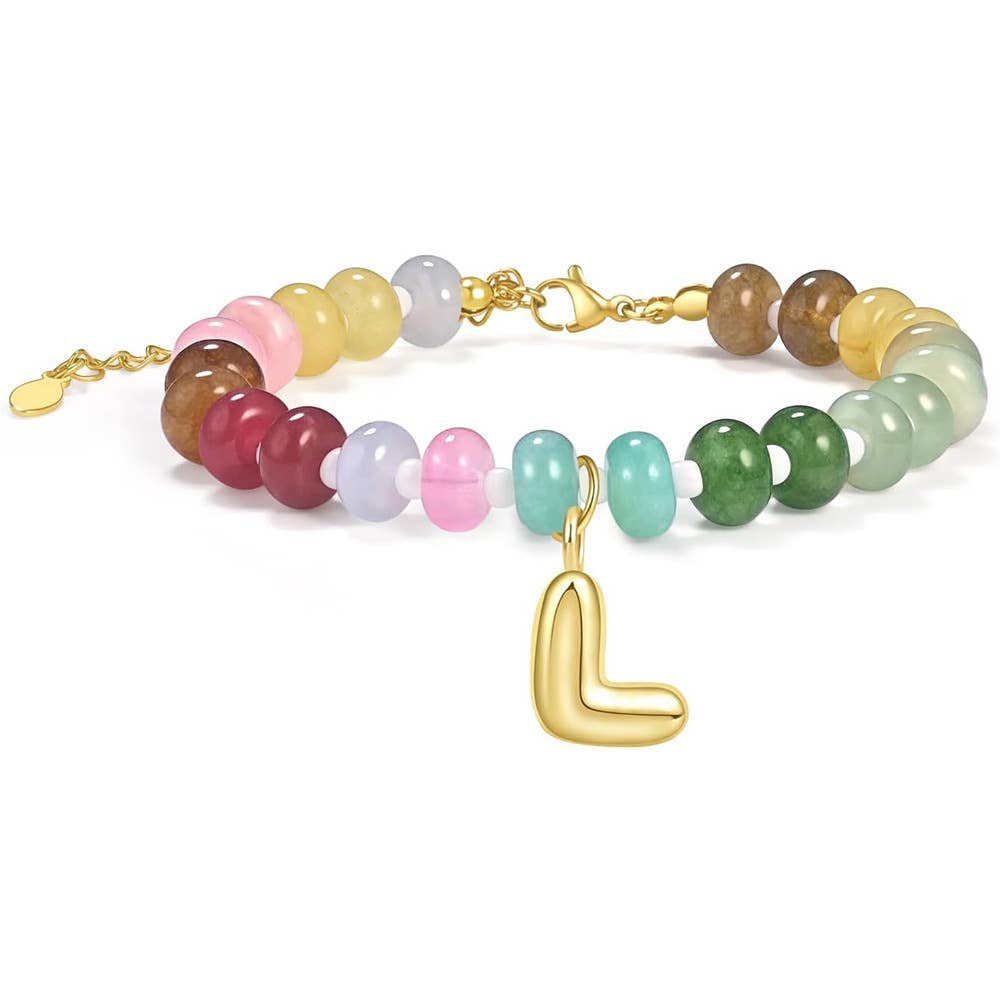 26-letter Dopamine-colored natural stone bracelet
