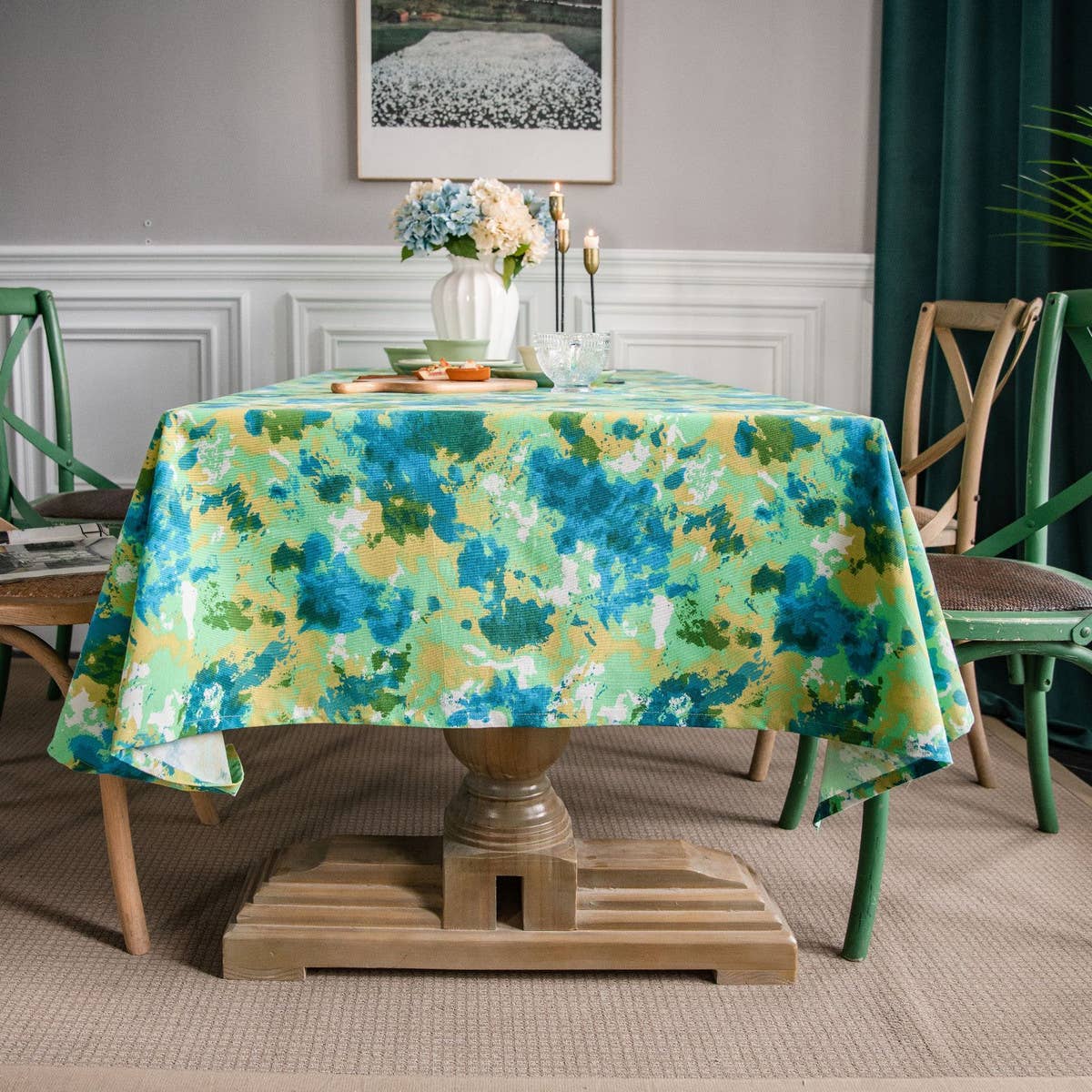 TIE-DYE CAMOUFLAGE PRINTED PASTORAL TABLECLOTH